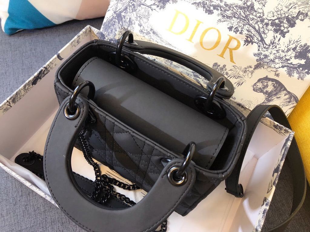Dior Mini Lady 17 Bag in Black Calfskin