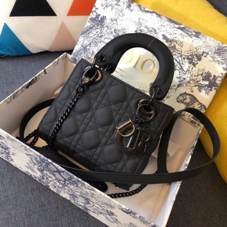 Dior Mini Lady 17 Bag in Black Calfskin