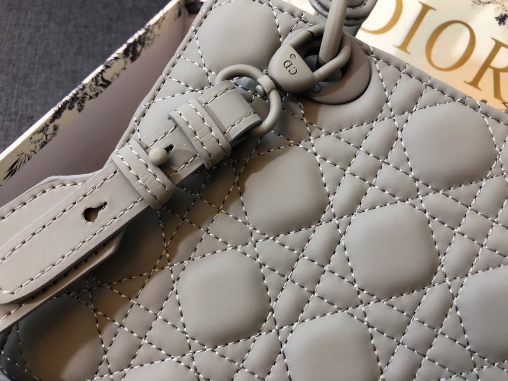 Dior Medium Lady 20 Bag in Grey Calfskin