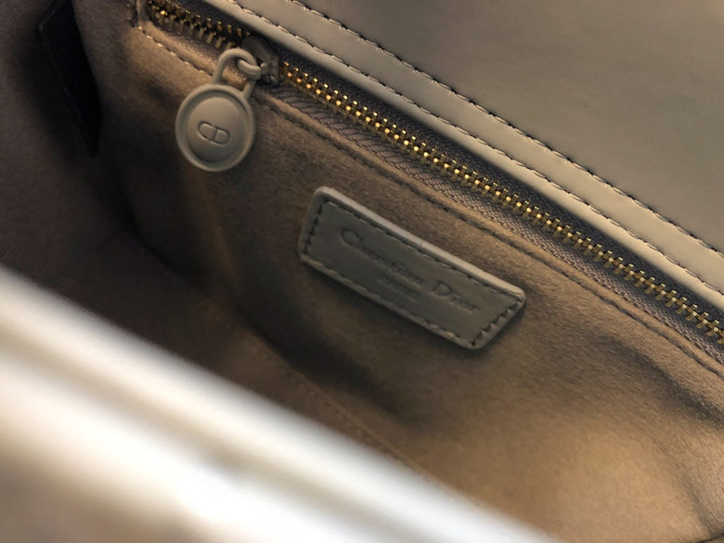 Dior Medium Lady 20 Bag in Grey Calfskin