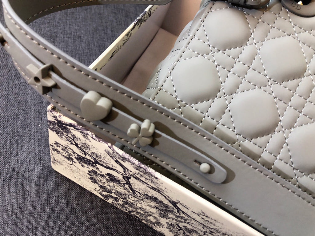 Dior Medium Lady 20 Bag in Grey Calfskin