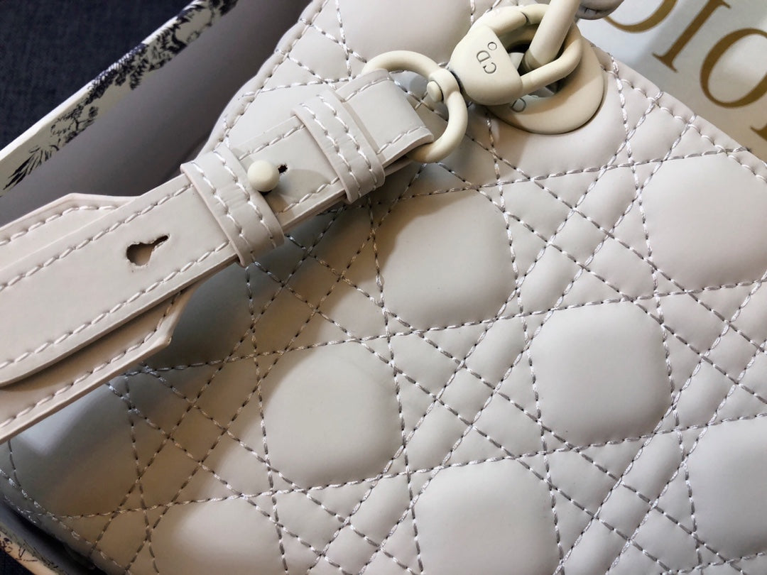 Dior Medium Lady 20 Bag in White Calfskin