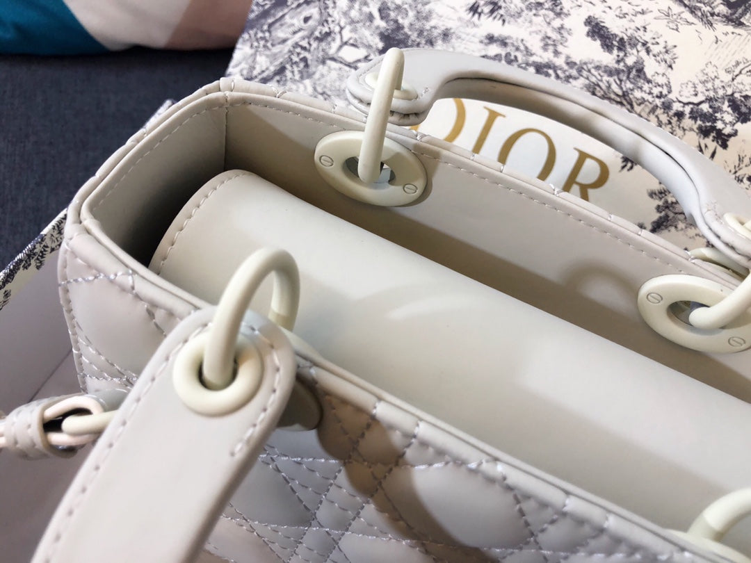 Dior Medium Lady 20 Bag in White Calfskin