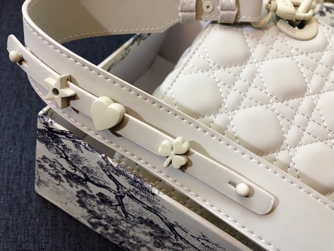 Dior Medium Lady 20 Bag in White Calfskin