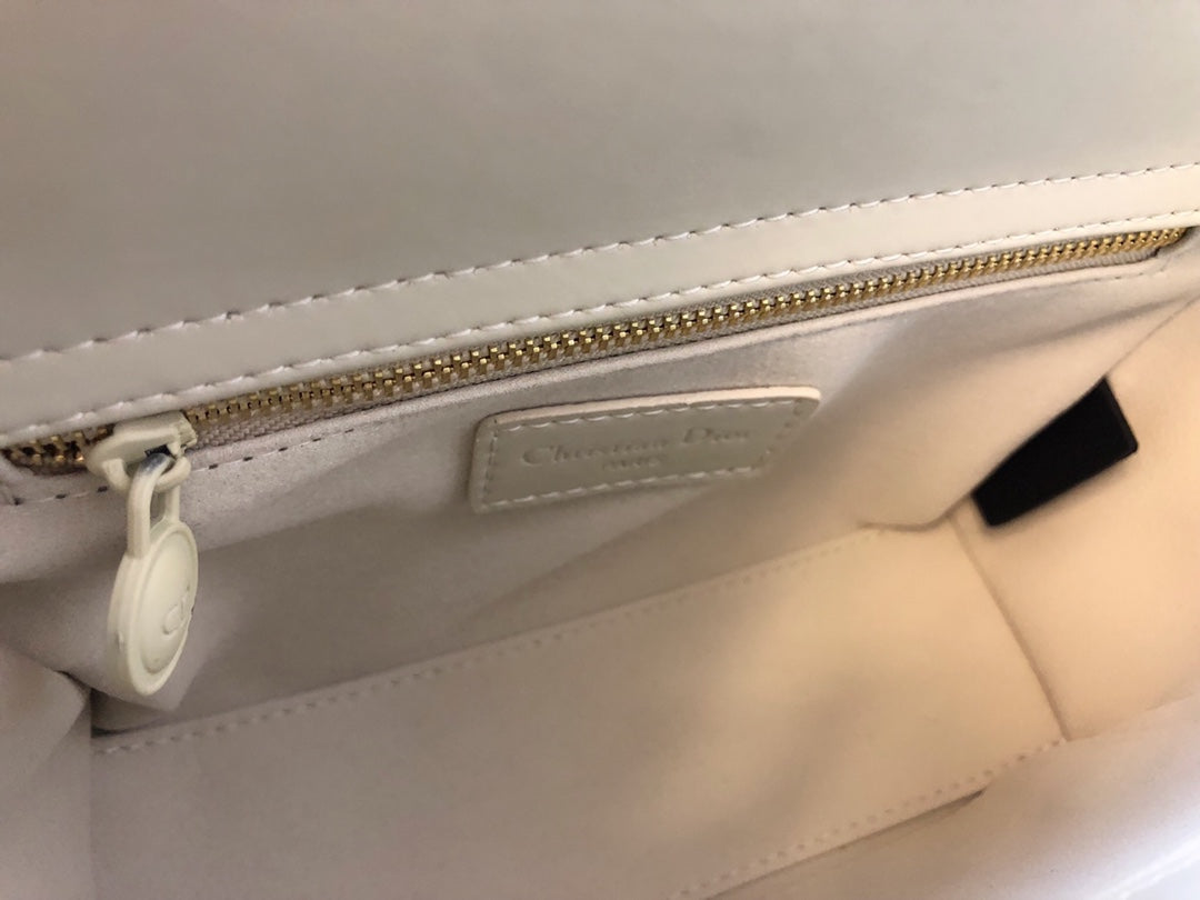 Dior Medium Lady 20 Bag in White Calfskin