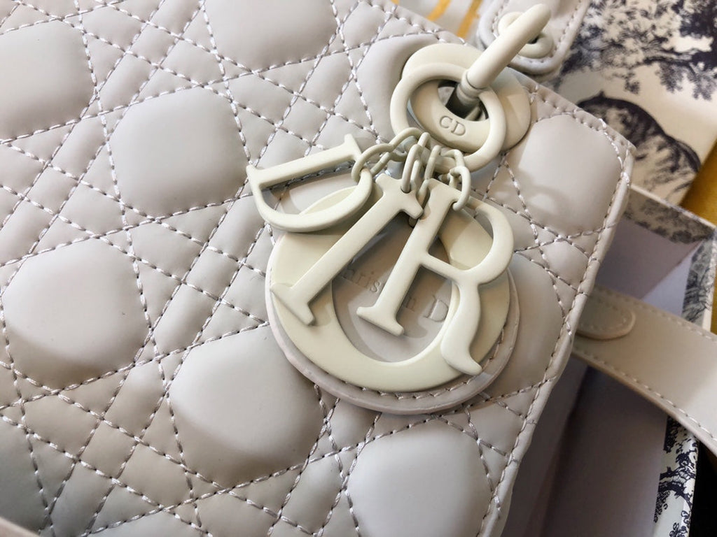 Dior Medium Lady 20 Bag in White Calfskin