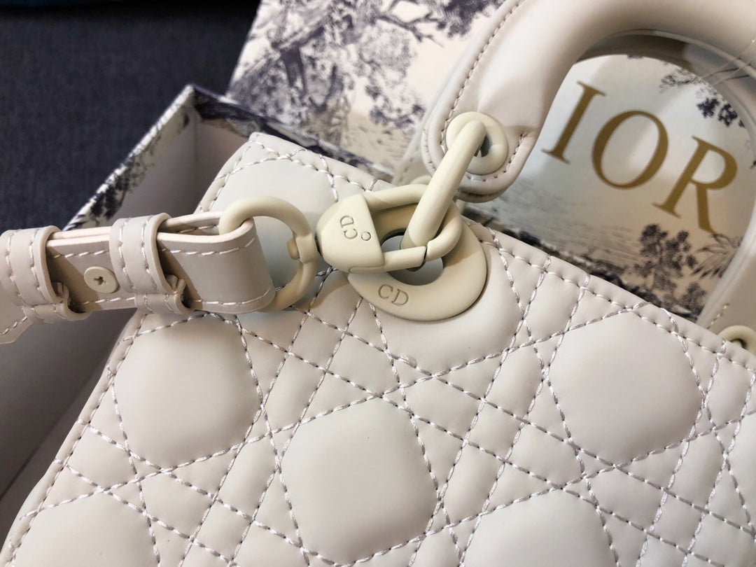 Dior Medium Lady 20 Bag in White Calfskin