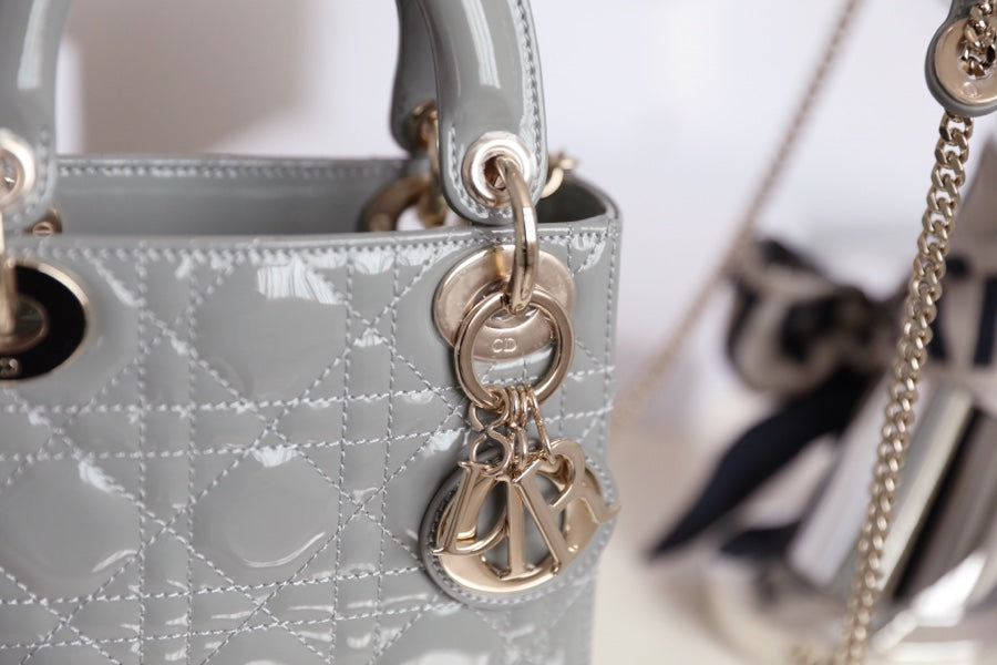 Dior Lady 17 in Gray with Cannage Pattern Bag