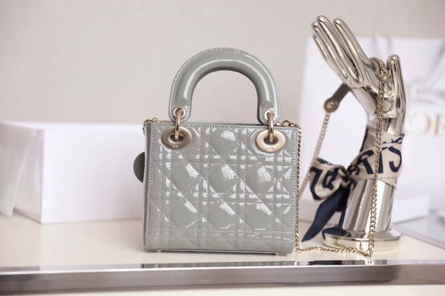 Dior Lady 17 in Gray with Cannage Pattern Bag