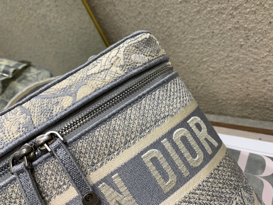 Dior Small 25 Vanity Case in Pastel Gray Monogram Oblique Jacquard