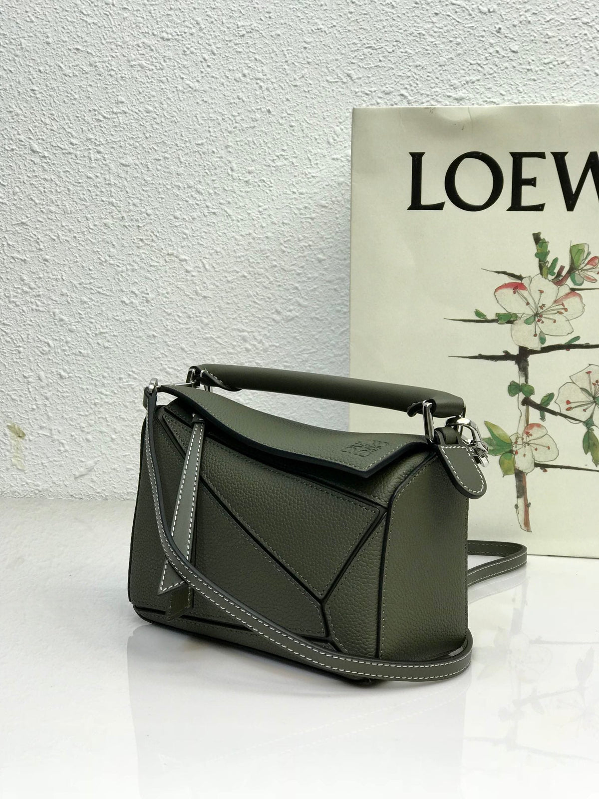 Loewe Mini 18 Puzzle Bag in Juniper Green Calfskin