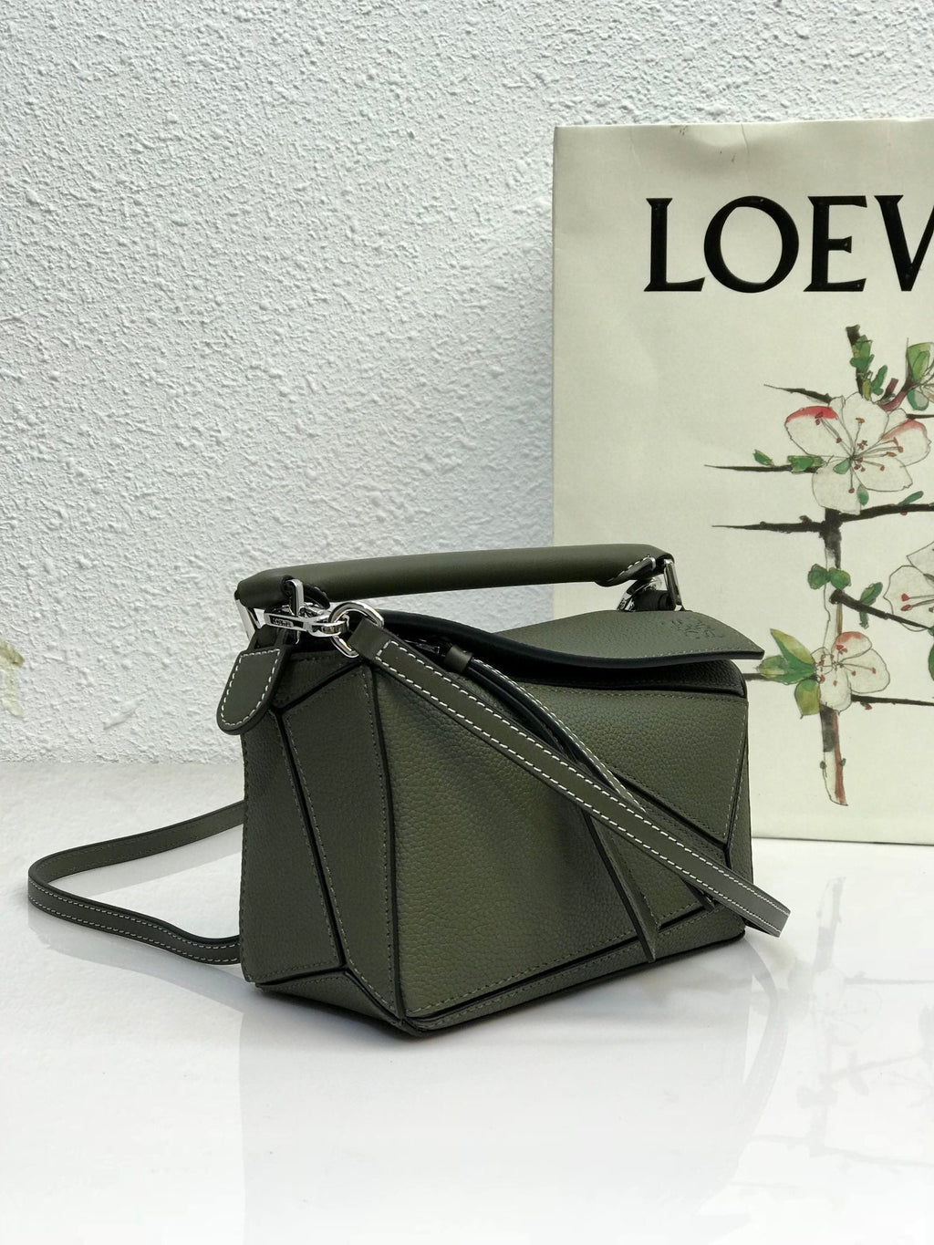 Loewe Mini 18 Puzzle Bag in Juniper Green Calfskin