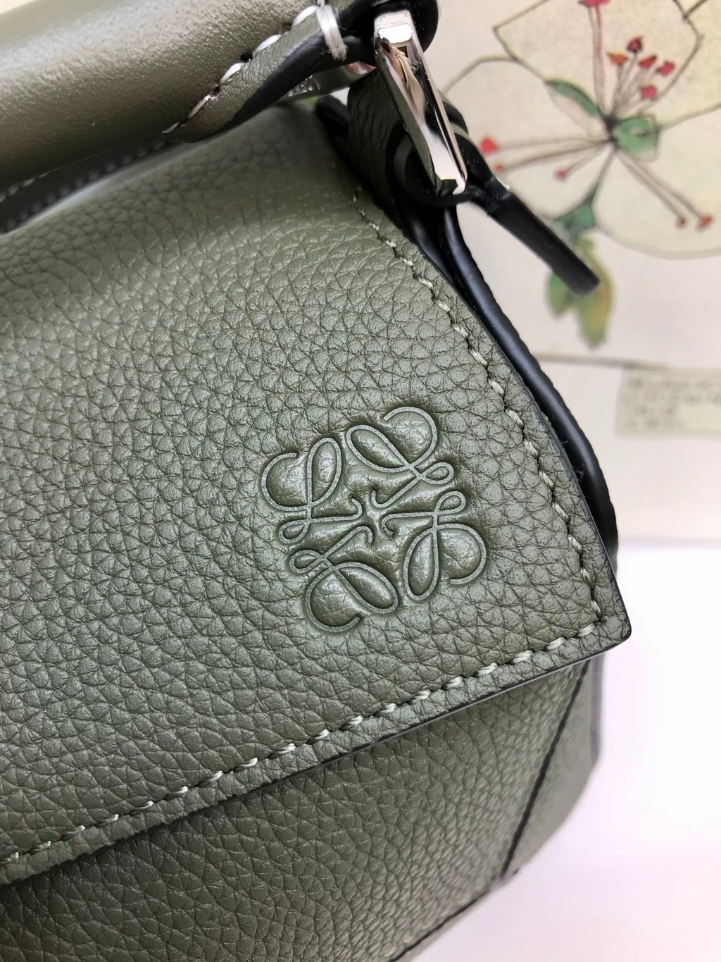 Loewe Mini 18 Puzzle Bag in Juniper Green Calfskin