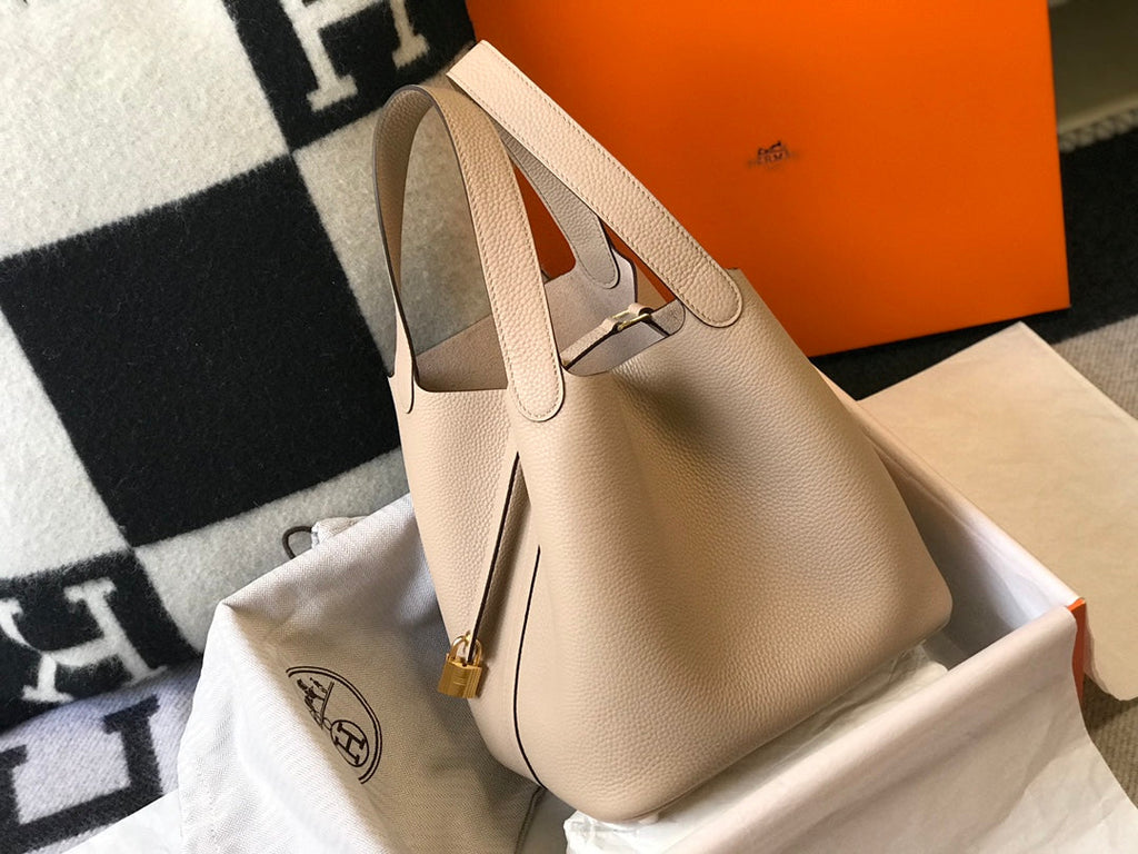 Hermes Picotin Lock 18 Light Beige Togo Ghw Bag