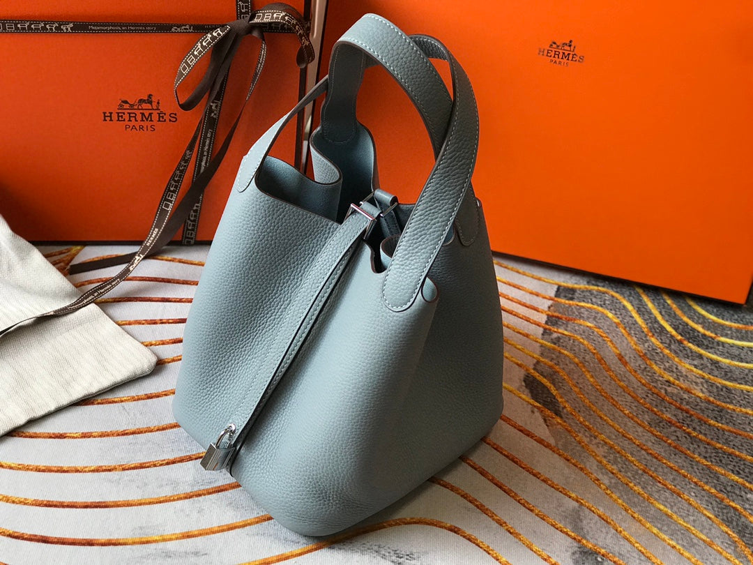 Hermes Picotin Lock 22 Stone Blue Togo Shw Bag