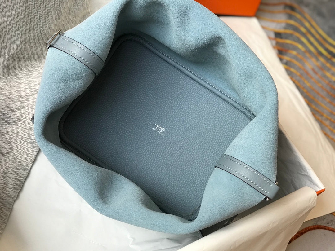 Hermes Picotin Lock 22 Stone Blue Togo Shw Bag