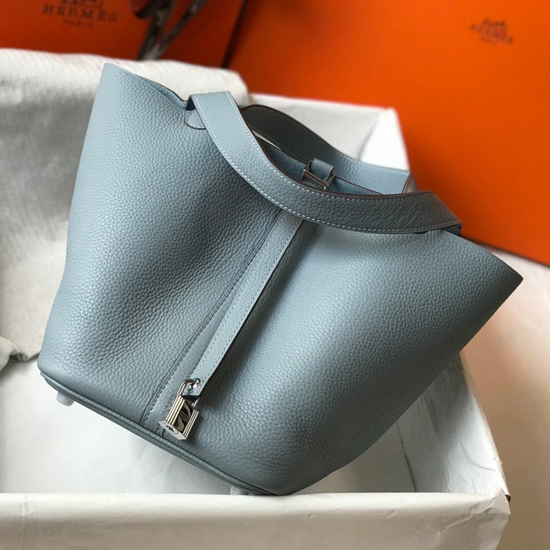 Hermes Picotin Lock 22 Stone Blue Togo Shw Bag