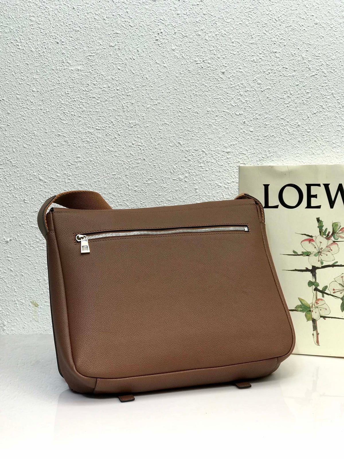 Loewe 33 XS Military Messenger Bag in Winter Brown Calfskin and Jacquard