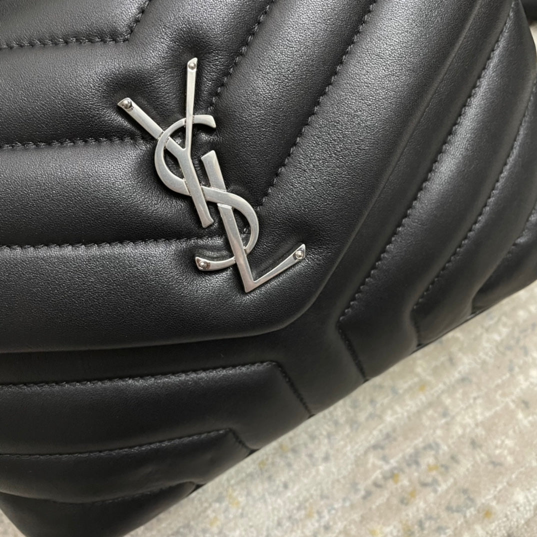 Saint Laurent Loulou Small 25 in Black Lambskin Silver Hardware Bag