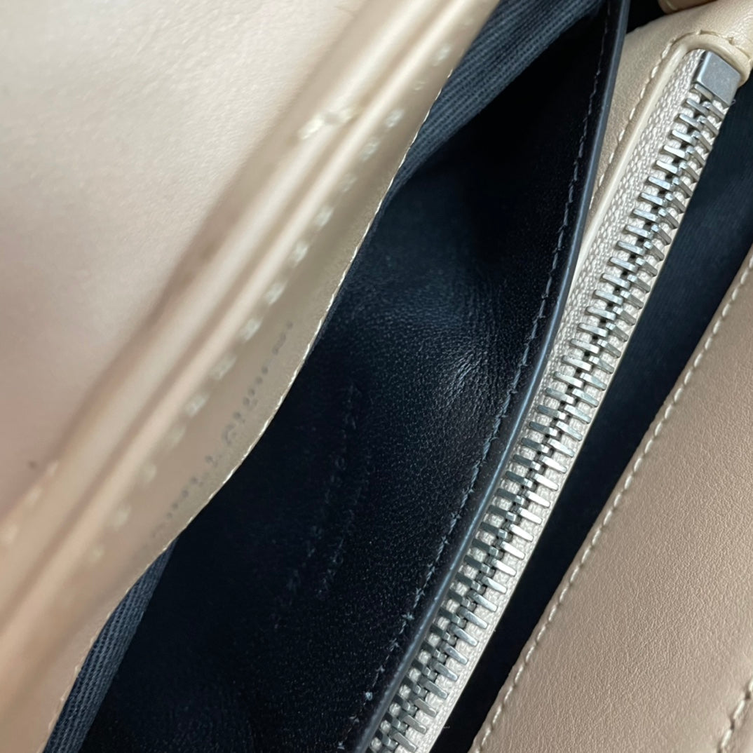 Saint Laurent Loulou Small 25 in Beige Lambskin Silver Hardware Bag
