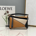 Loewe Mini 18 Puzzle Bag in Brown Mix Beige and Black Calfskin