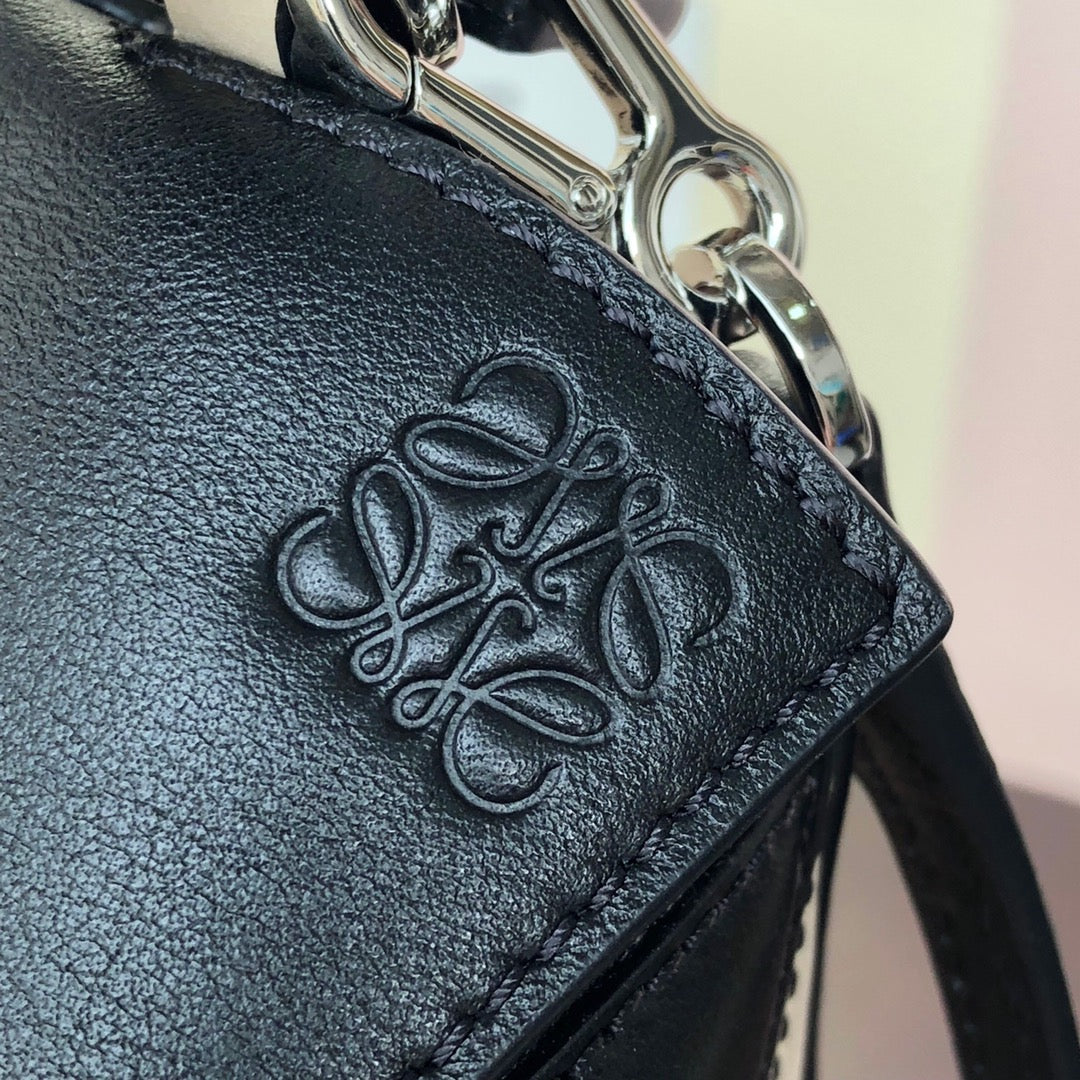 Loewe Mini 18 Puzzle Bag in White Mix Black Calfskin