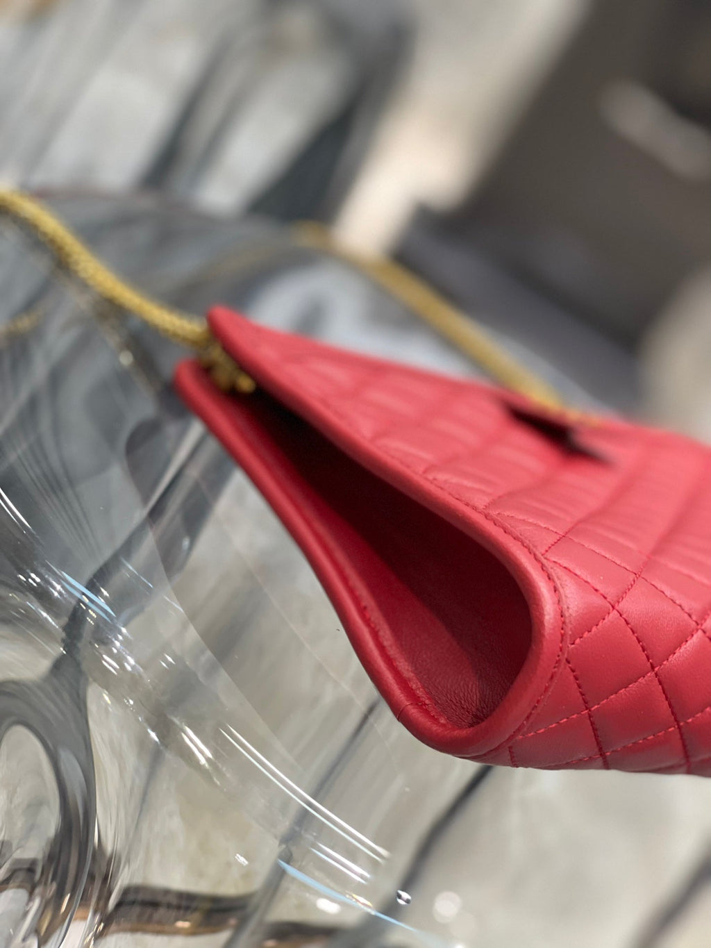 Saint Laurent Victoire 25 Red Lambskin Gold Hardware Bag