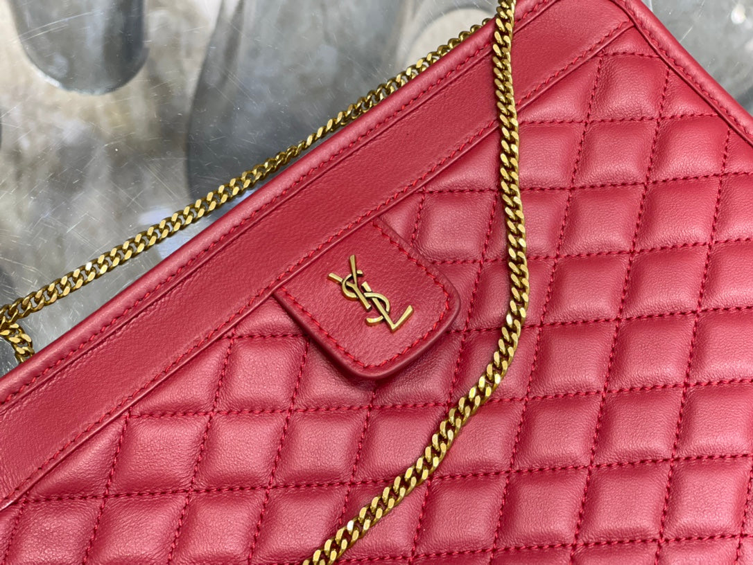 Saint Laurent Victoire 25 Red Lambskin Gold Hardware Bag