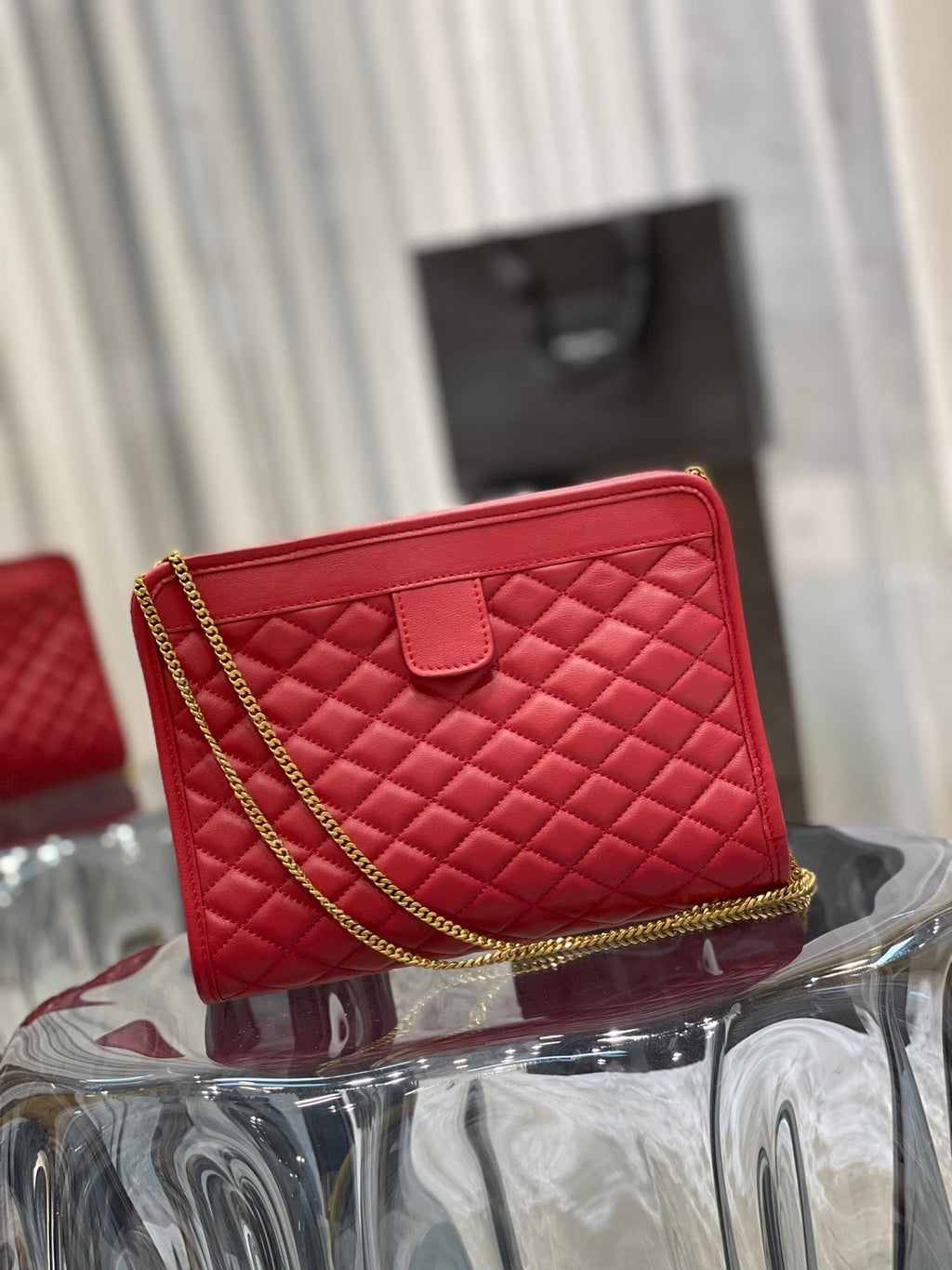 Saint Laurent Victoire 25 Red Lambskin Gold Hardware Bag