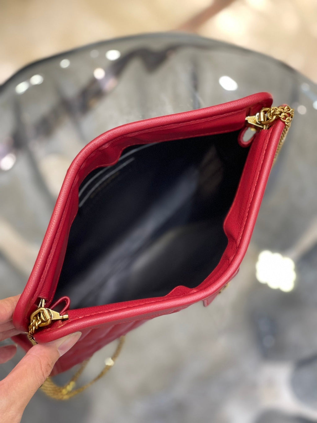 Saint Laurent Victoire 25 Red Lambskin Gold Hardware Bag