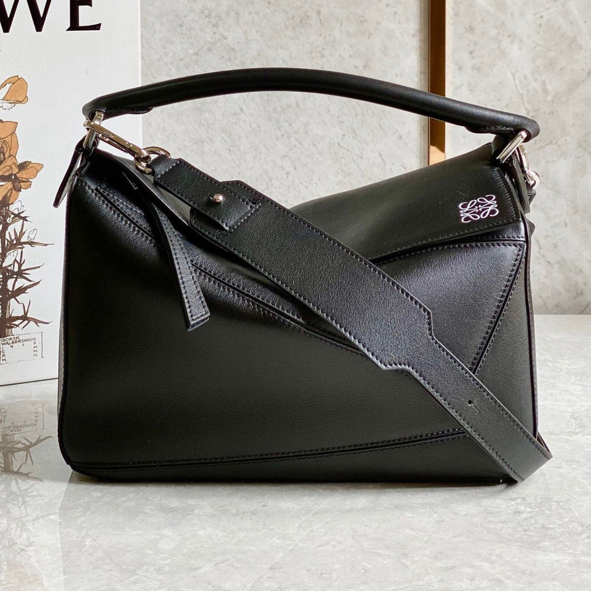 Loewe Medium 29 Puzzle Bag in Black Soft Grained Calfskin