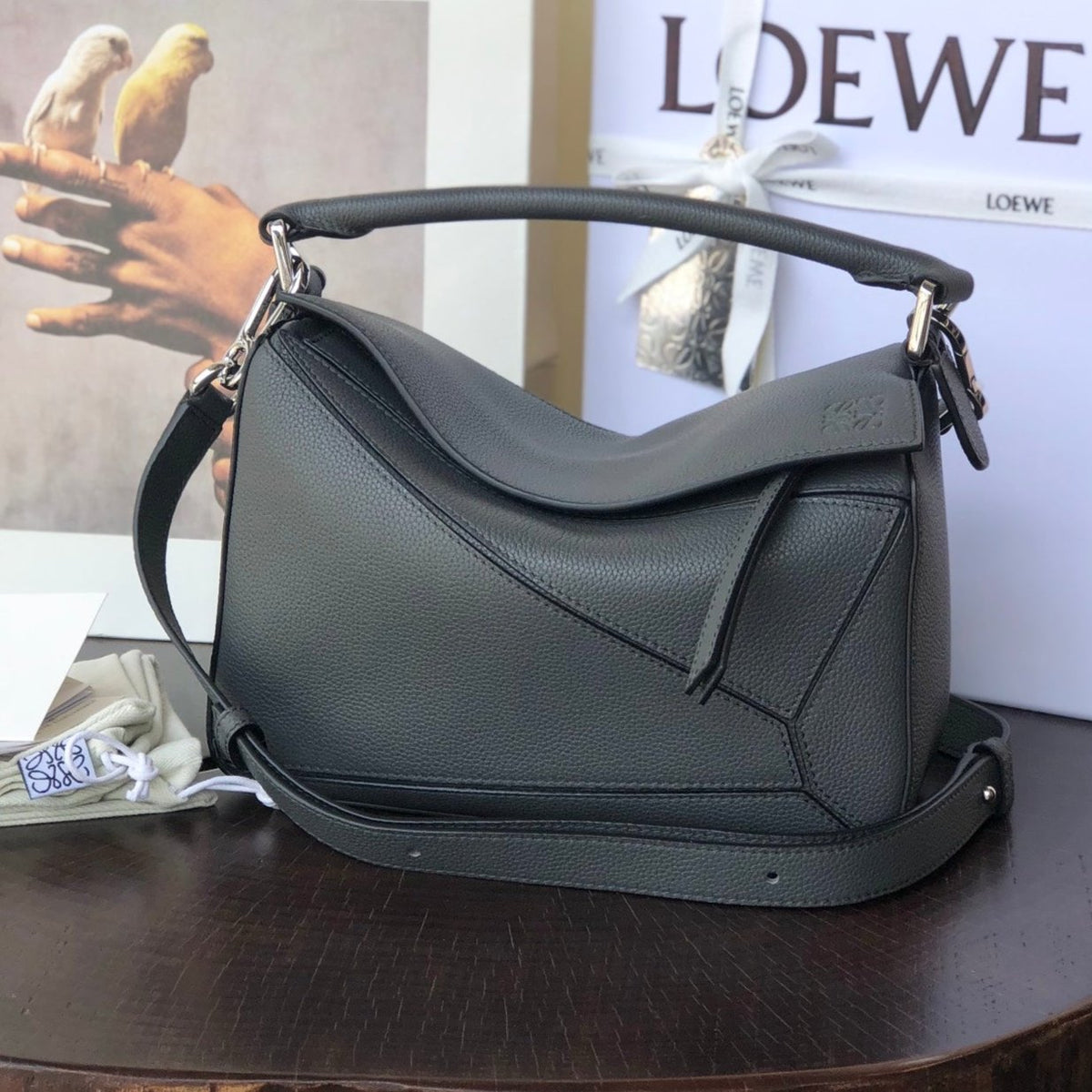 Loewe Small Puzzle 24 Bag in Classic Black Calfskin
