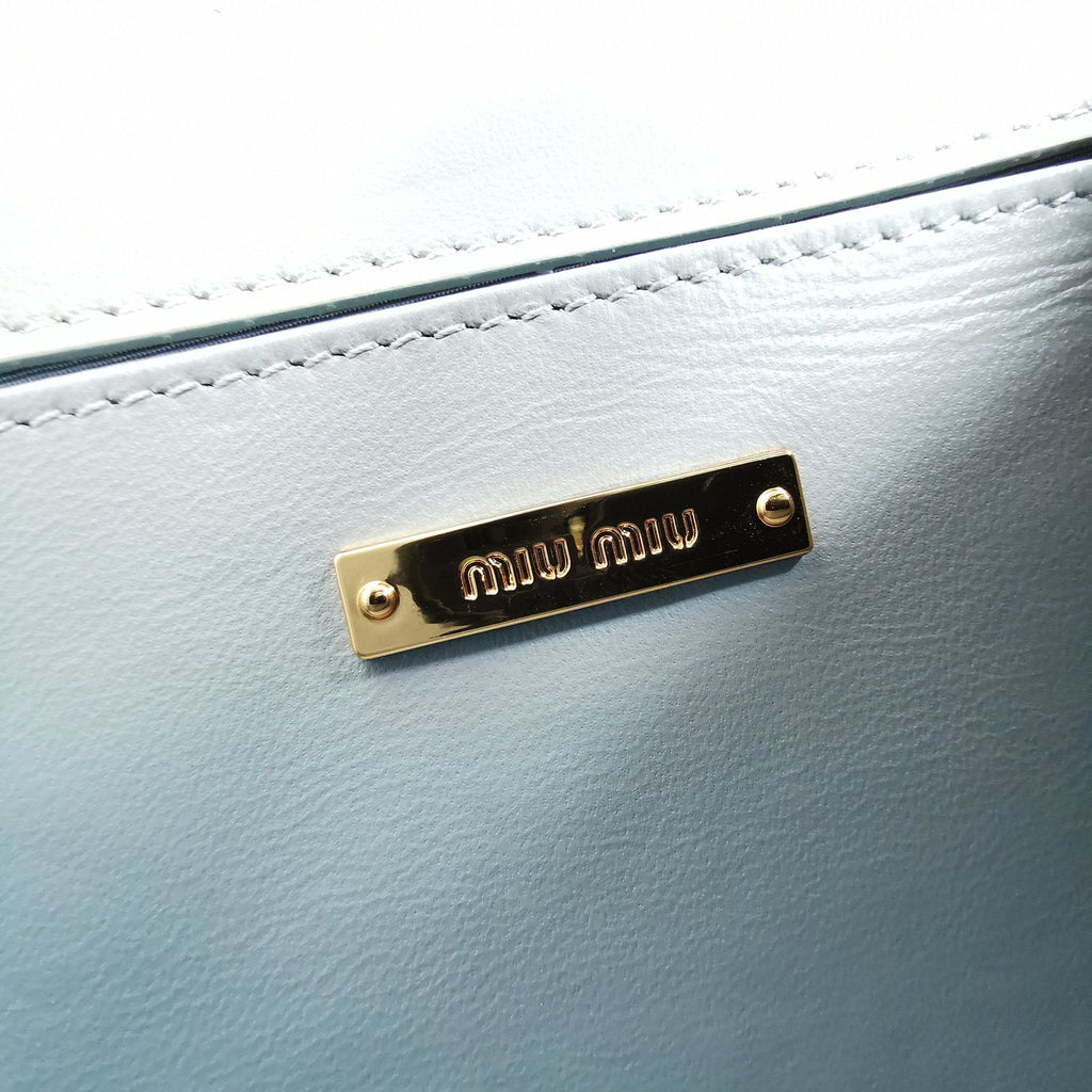 Lady 20 Handbag in Crocodile Pattern Blue Mint Calfskin
