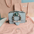 Lady 20 Handbag in Crocodile Pattern Blue Pastel Calfskin
