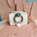 Lady 20 Handbag in Crocodile Pattern White Cream Calfskin