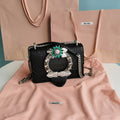 Lady 20 Handbag in Crocodile Pattern Black Calfskin