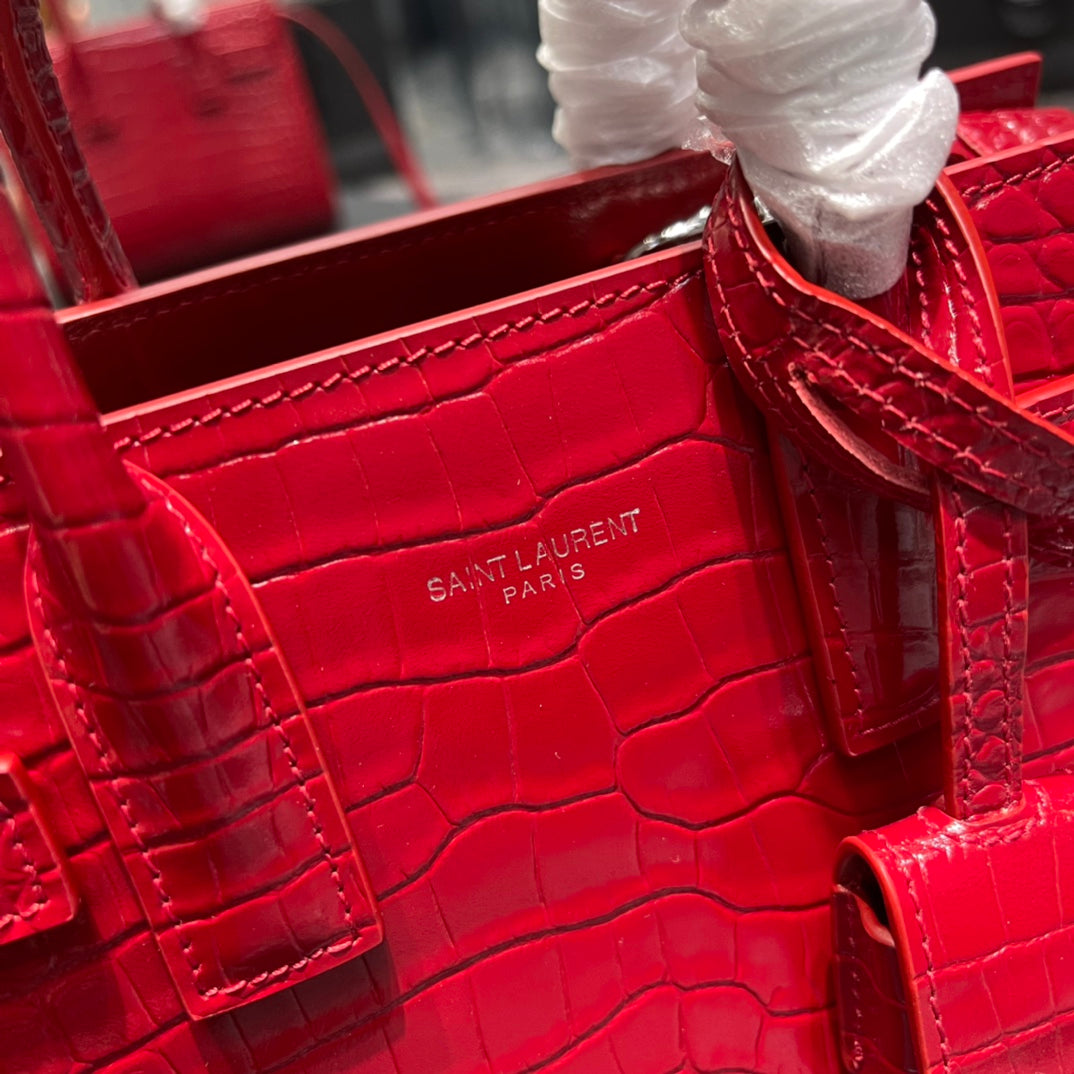 Saint Laurent Sac de Jour Nano 22 Red Calfskin Gold Hardware Bag