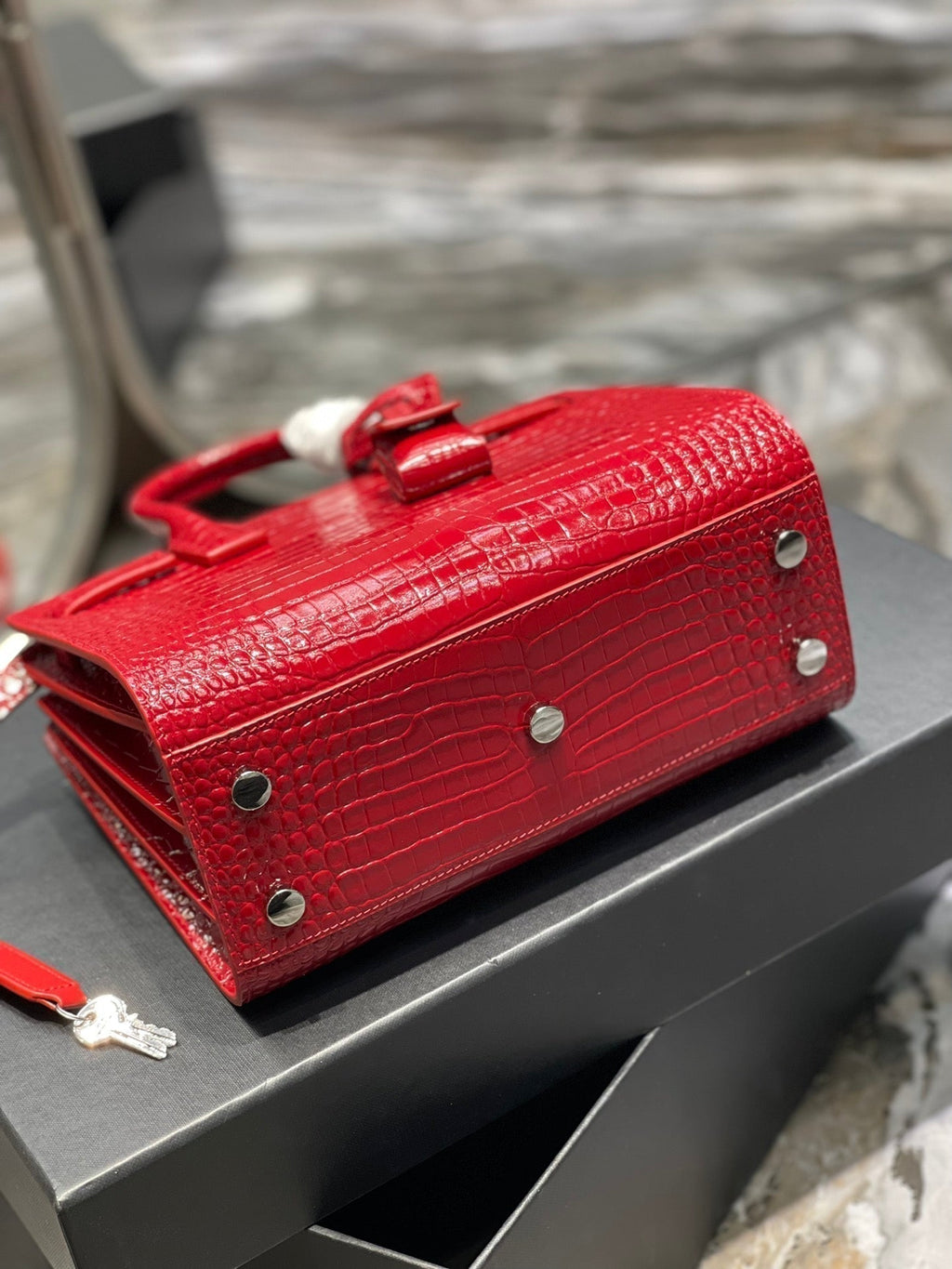 Saint Laurent Sac de Jour Nano 22 Red Calfskin Gold Hardware Bag