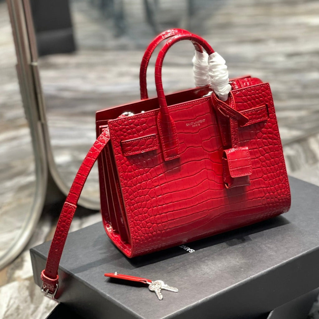 Saint Laurent Sac de Jour Nano 22 Red Calfskin Gold Hardware Bag