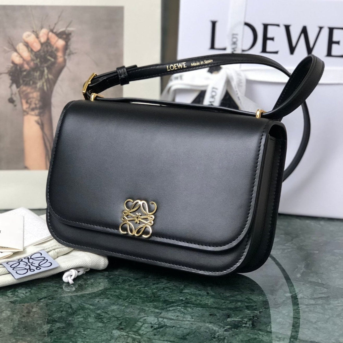 Loewe Goya Bag 18 in Black Silk Calfskin