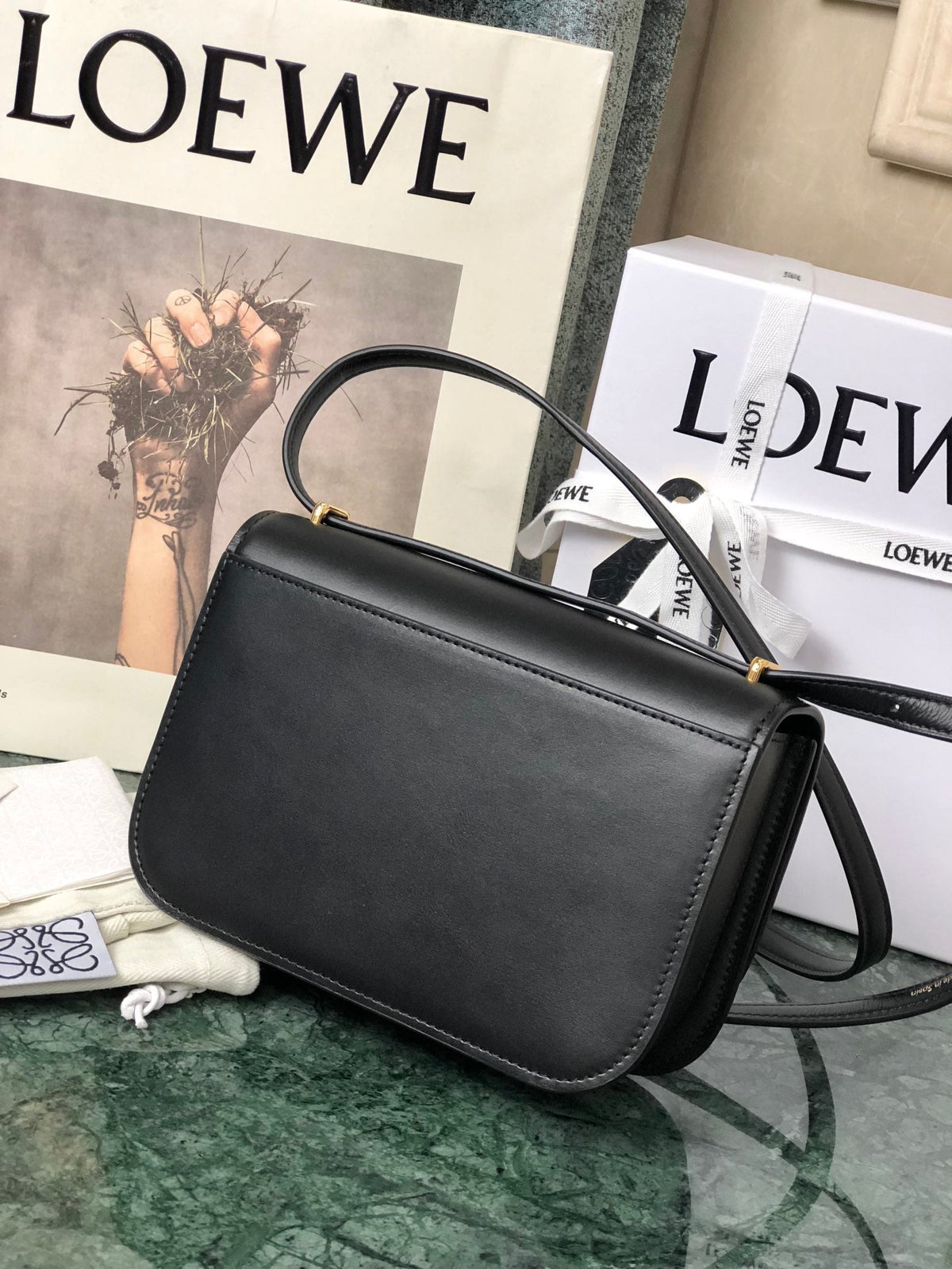 Loewe Goya Bag 18 in Black Silk Calfskin