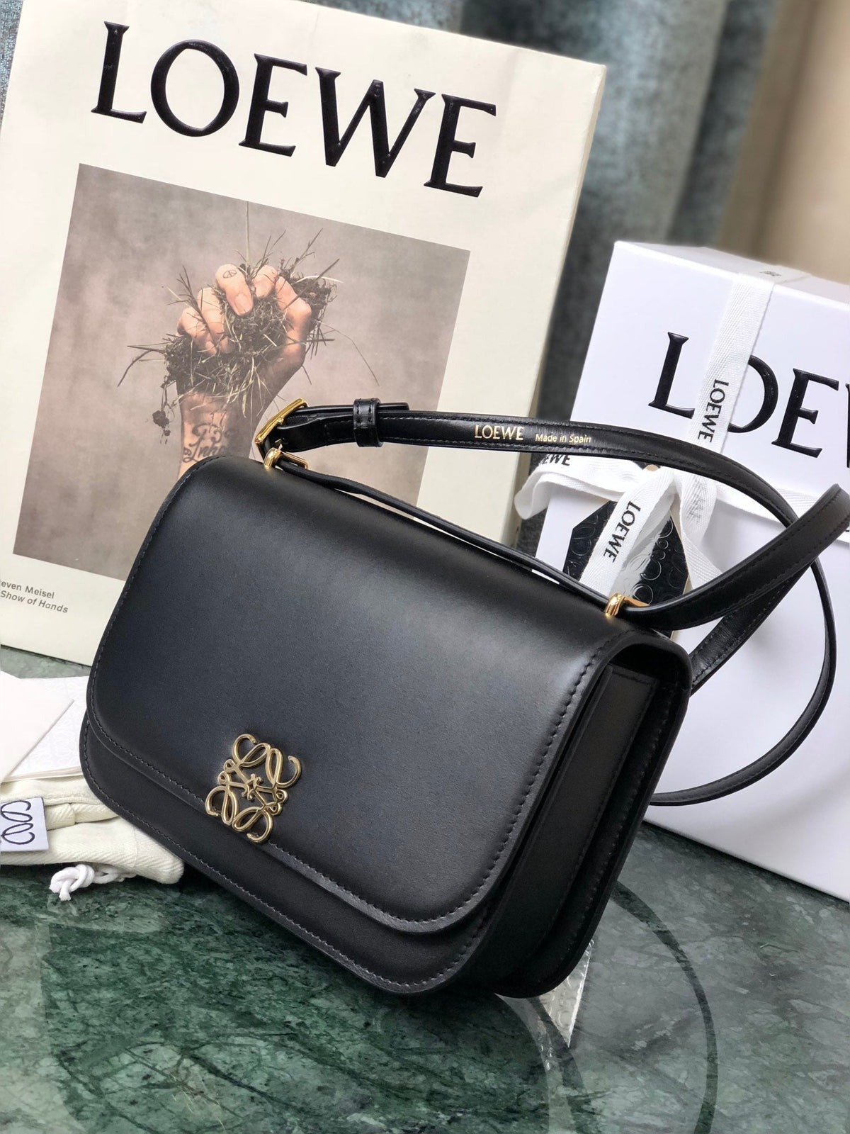 Loewe Goya Bag 18 in Black Silk Calfskin