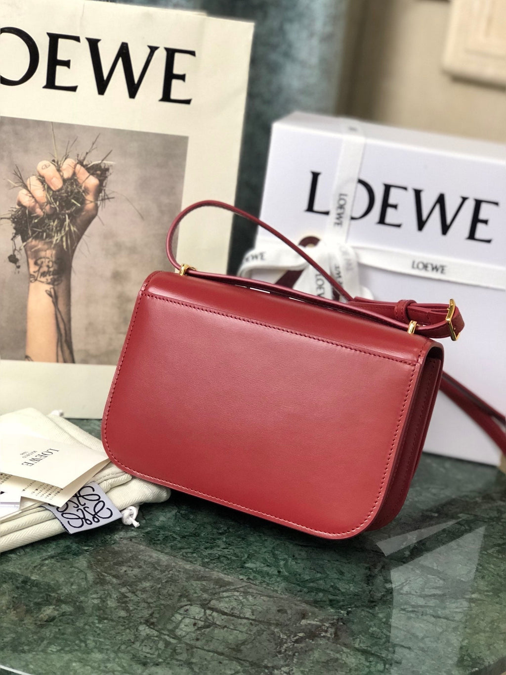 Loewe Goya Bag 18 in Cherry Red Silk Calfskin