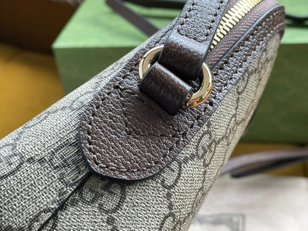 Gucci Ophidia Medium 23 Shoulder Bag Beige and Ebony Supreme Canvas