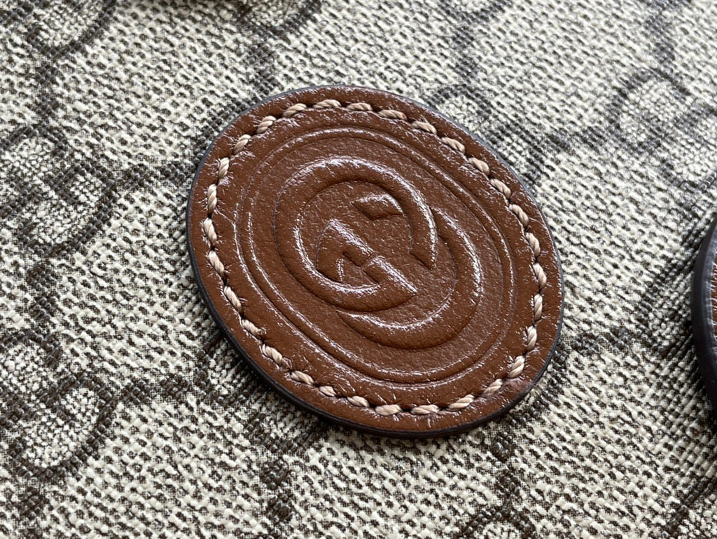 Gucci Mini Tote 20 Bag in Beige Canvas and Brown Calfskin