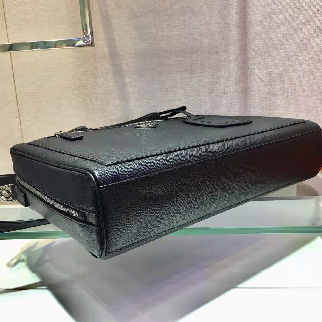 Prada 38 Briefcase in Black Saffiano Leather Bag