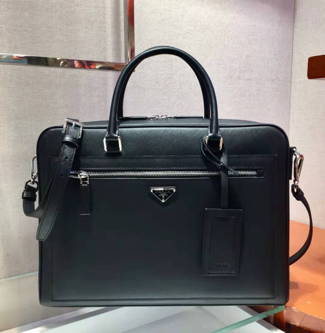 Prada 38 Briefcase in Black Saffiano Leather Bag