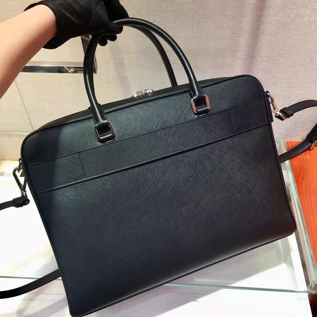 Prada 38 Briefcase in Black Saffiano Leather Bag