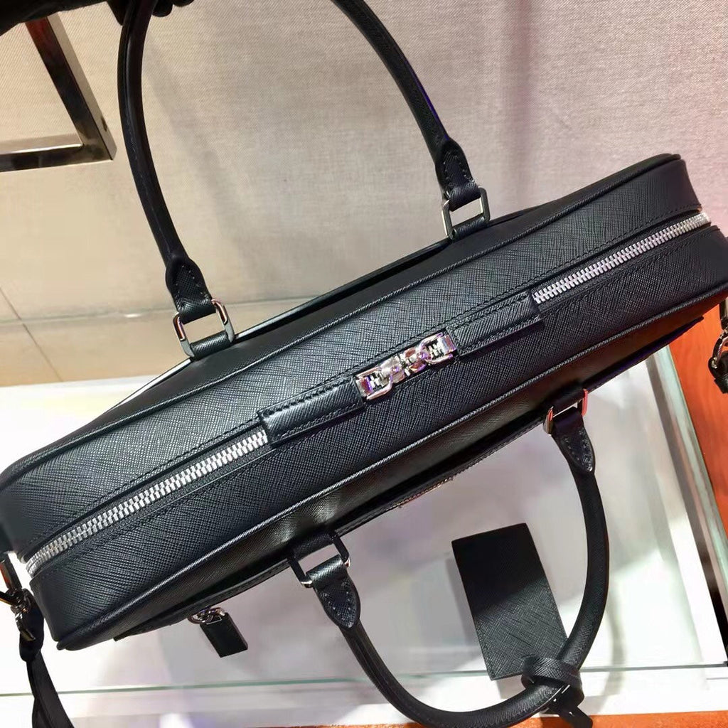 Prada 38 Briefcase in Black Saffiano Leather Bag