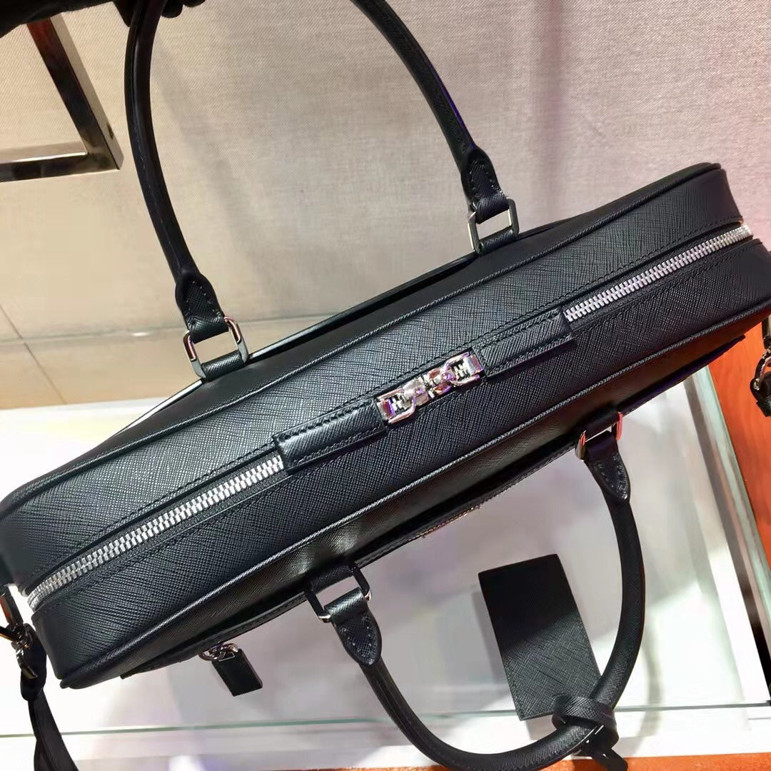 Prada 38 Briefcase in Black Saffiano Leather Bag